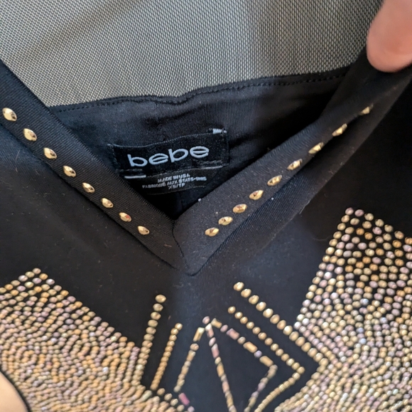 Designer Bebe gorgeous studded black mini dress - Picture 4 of 7